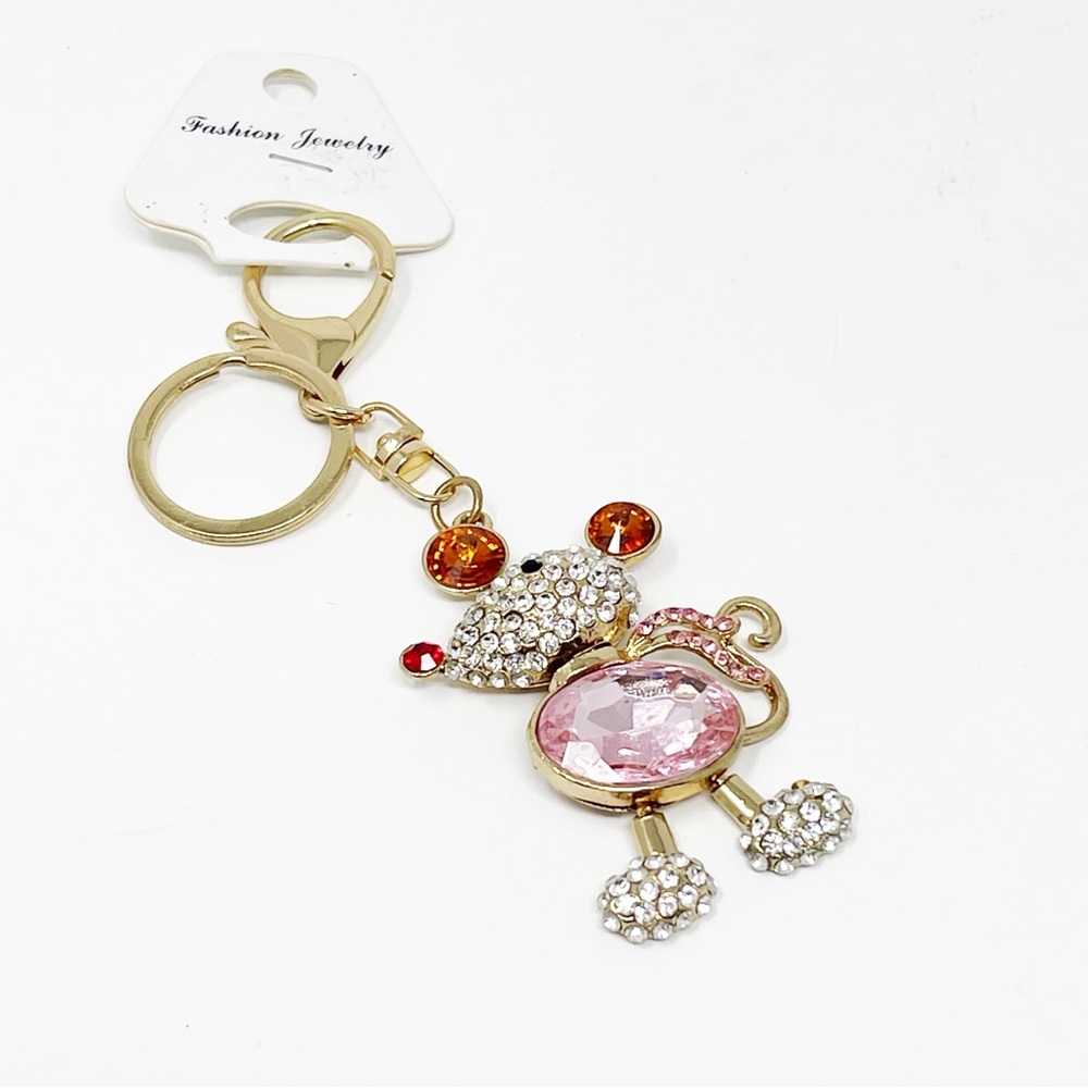 NWT Crystal Mouse Rhinestone-Adorned Keychain Purse Handbag Charm Key-Chain - Picture 2 of 8